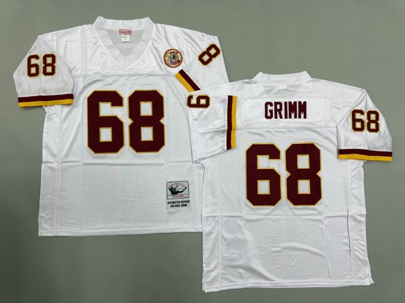 Men 2025 Washington Redskins 68 Grimm white Throwback Limited NFL Jersey style 001